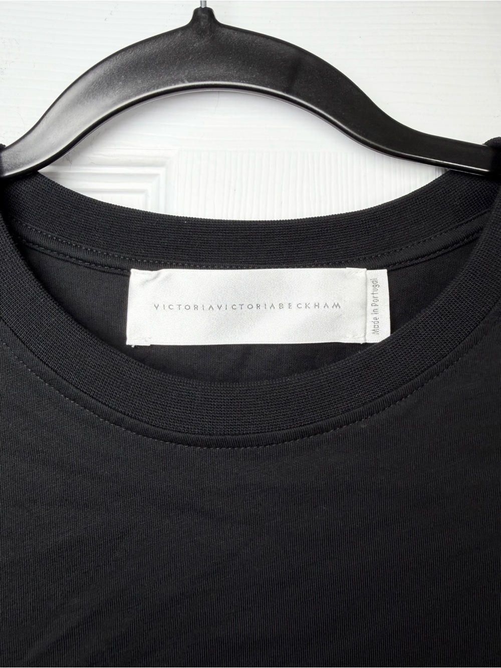 VICTORIA BECKHAM Size S • Black Satin Sleeve Detail Short Sleeve T Shirt Top. - Picture 3 of 6